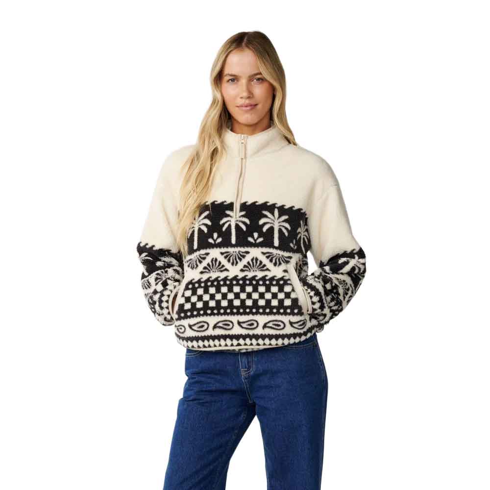 Rip Curl Womens Bossa Nova 1/4 Zip Polar Fleece Black/White
