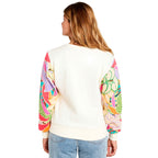 Rip Curl Womens Crew Wavy Print Sleeves Sweatshirt