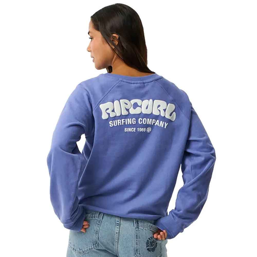 Rip Curl Womens Surf Puff Raglan Relaxed Crew Mid Blue