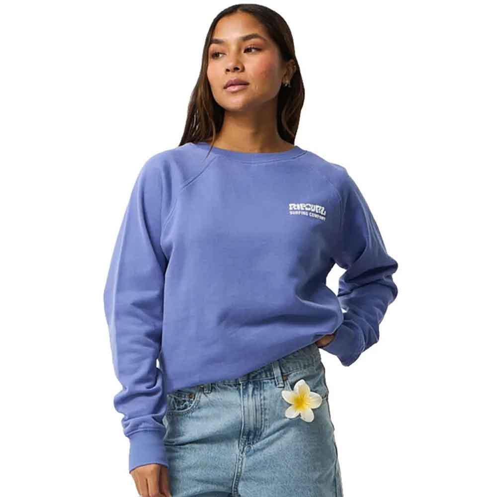 Rip Curl Womens Surf Puff Raglan Relaxed Crew Mid Blue