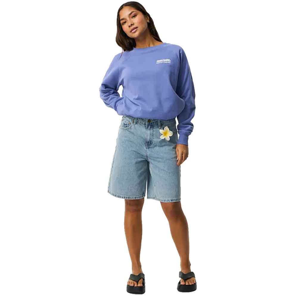Rip Curl Womens Surf Puff Raglan Relaxed Crew Mid Blue