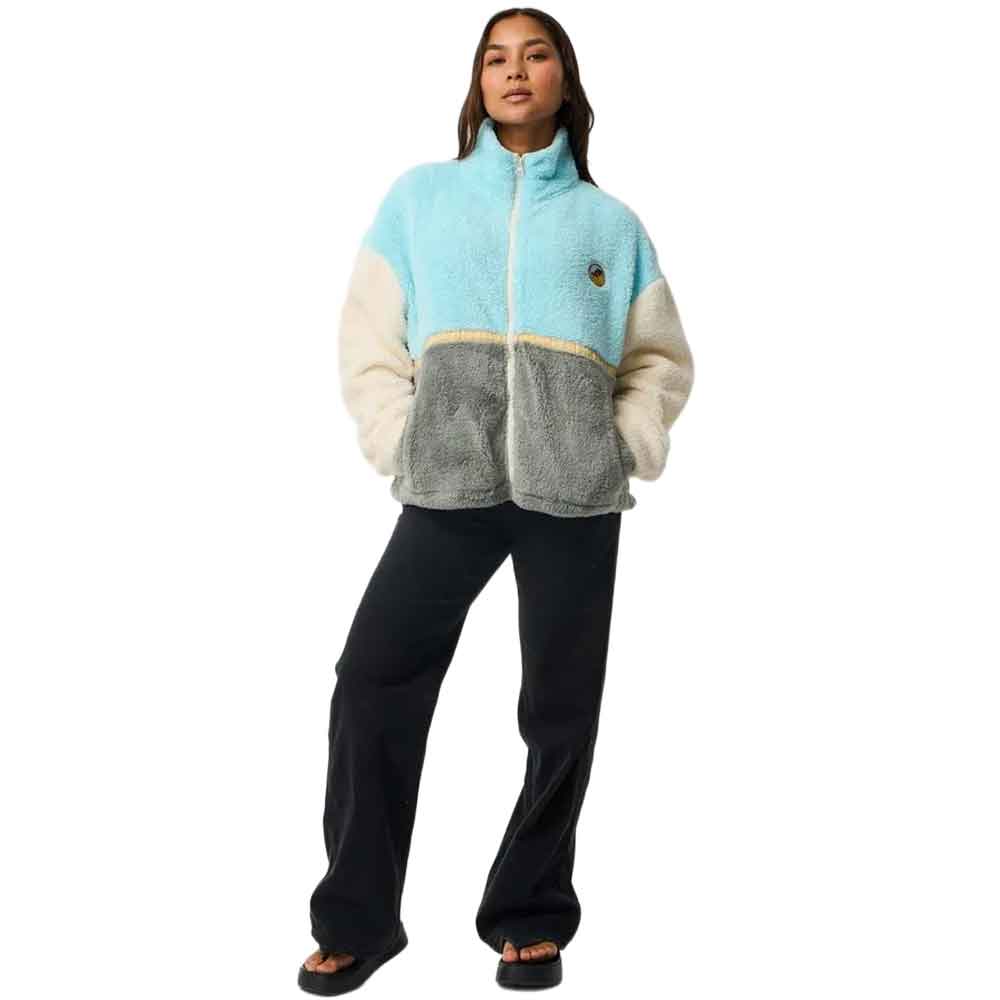 Rip Curl Womens Surf Revival Heritage Zip Polar Fleece Light Blue