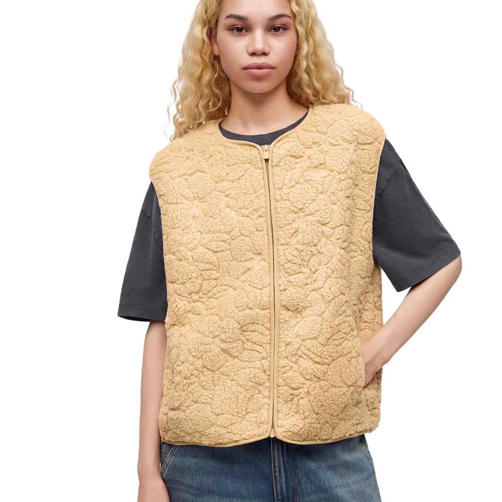 Roxy Best Town Fleece Vest Peeble Outline