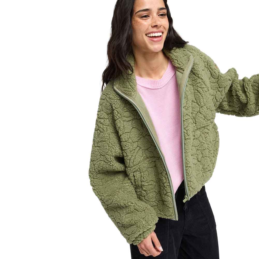 Roxy Blurry Cloud Fleece Oil Green Outline