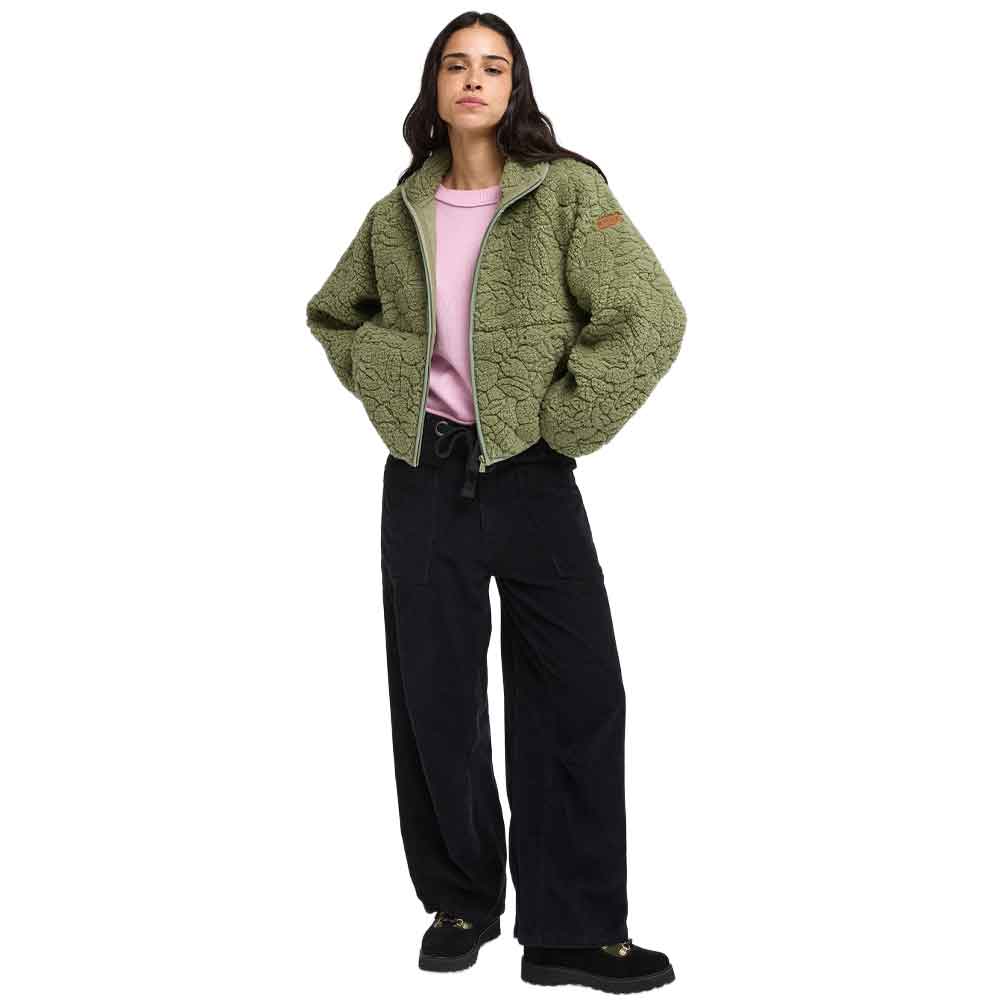 Roxy Blurry Cloud Fleece Oil Green Outline