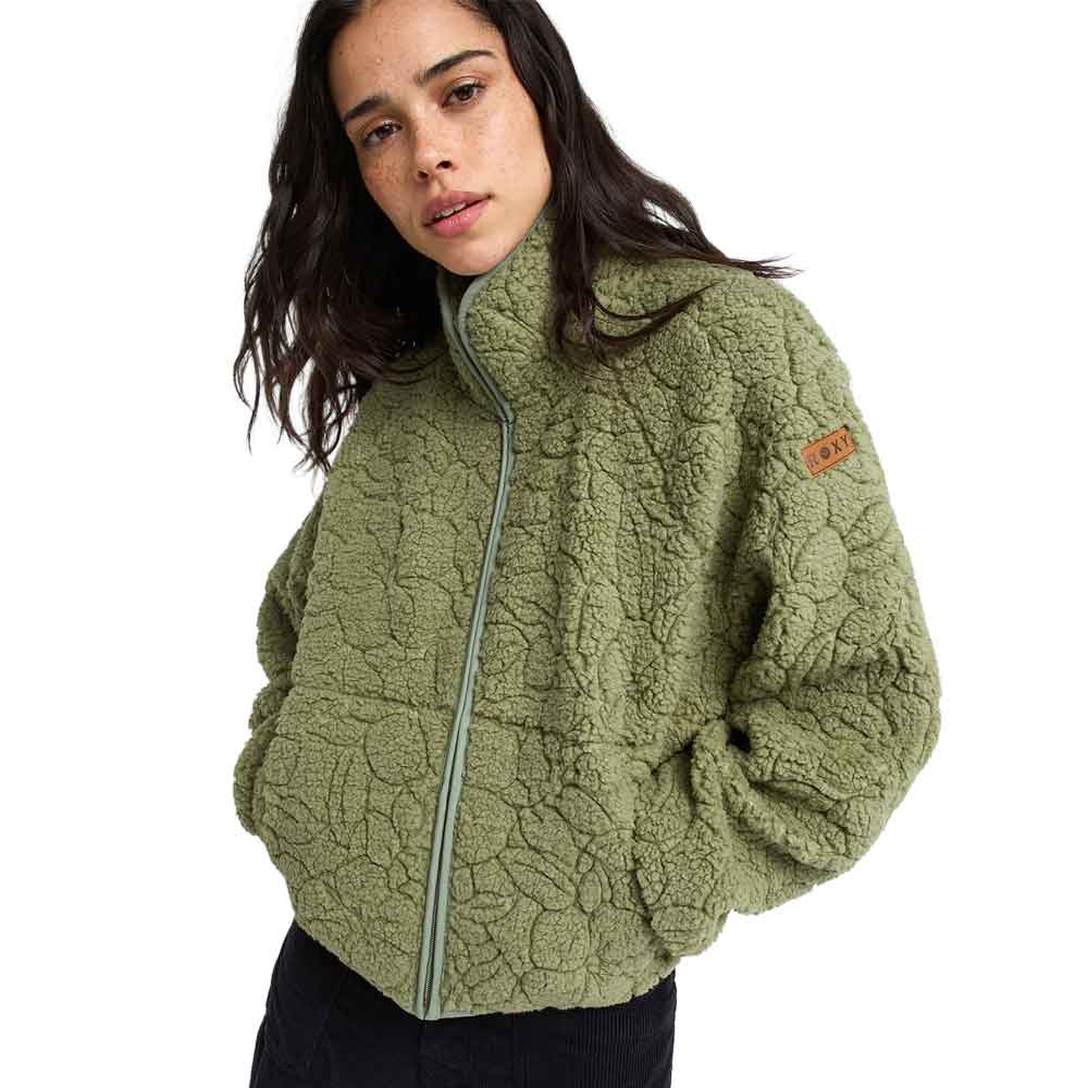 Roxy Blurry Cloud Fleece Oil Green Outline