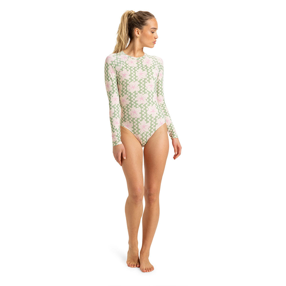 Roxy Hibiscus Daze Longsleeve Onesie Swimsuit