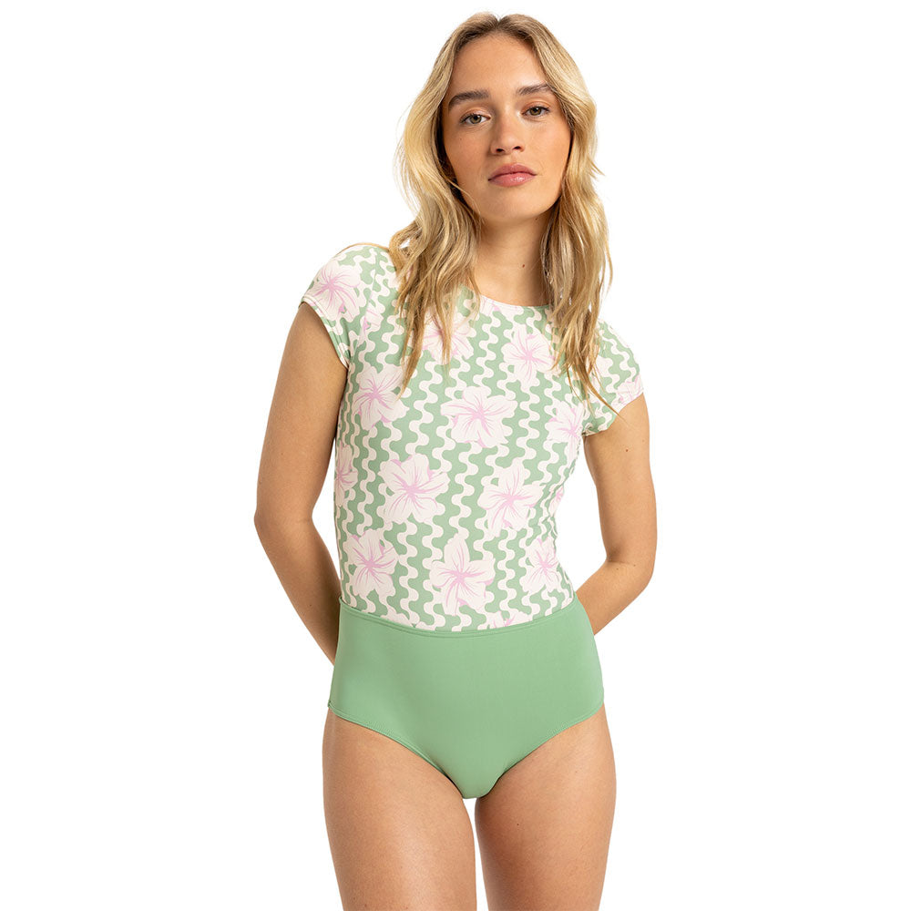 Roxy Hibiscus Daze Short Sleeve Onesie 2 Swimsuit