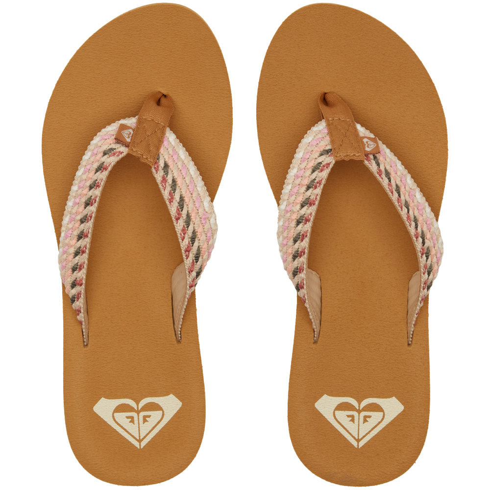 Roxy Porto Rope Flip Flops - Natural/Crazy Pink
