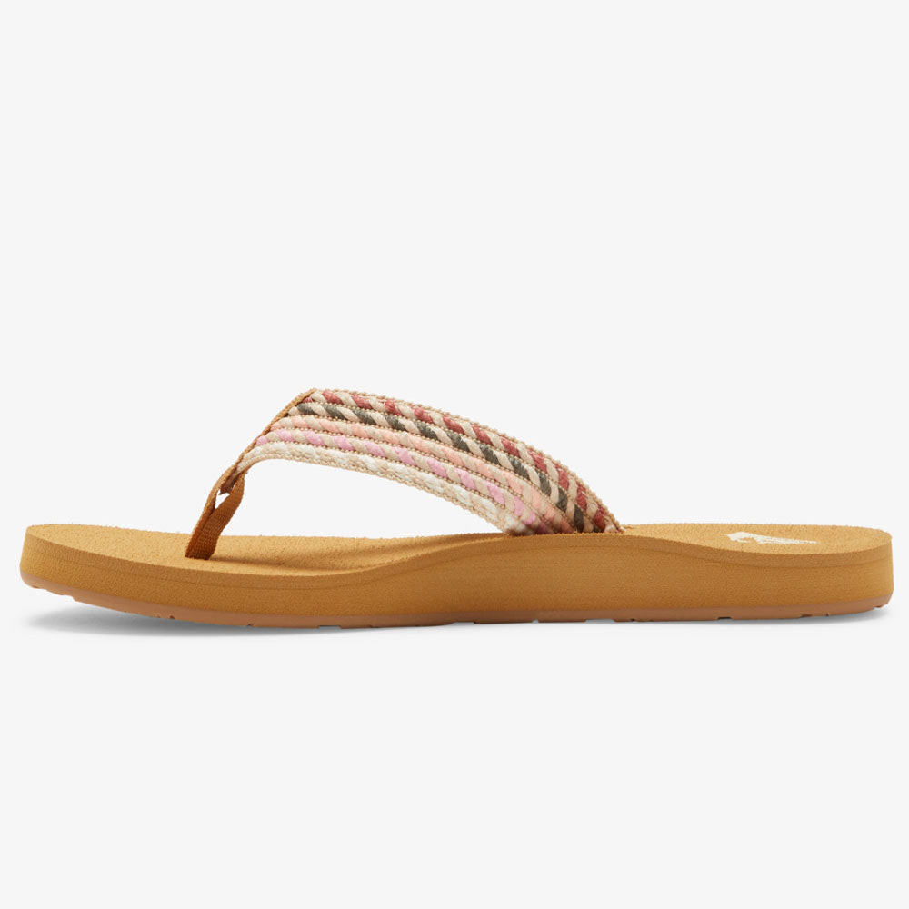 Roxy Porto Rope Flip Flops - Natural/Crazy Pink