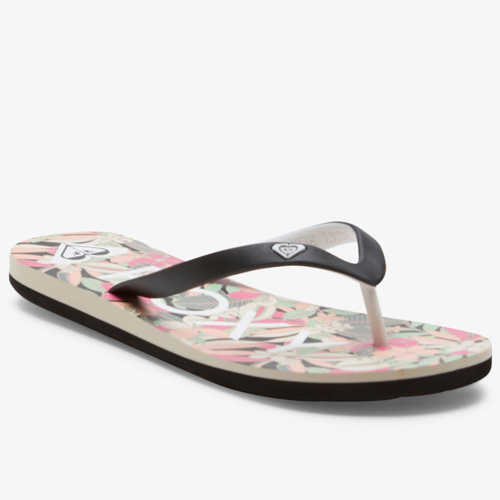 Roxy Tahiti VII Flip Flops - Black/Pink/Soft Lime