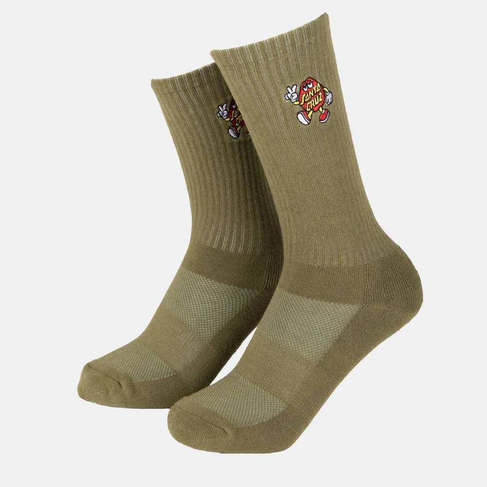 Santa Cruz Dot Guy Sock  Olive