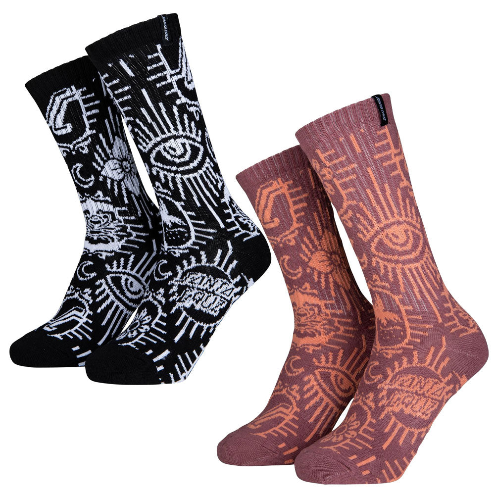 Santa Cruz Ladies Patchwork Socks (2 Pack) UK 4-7