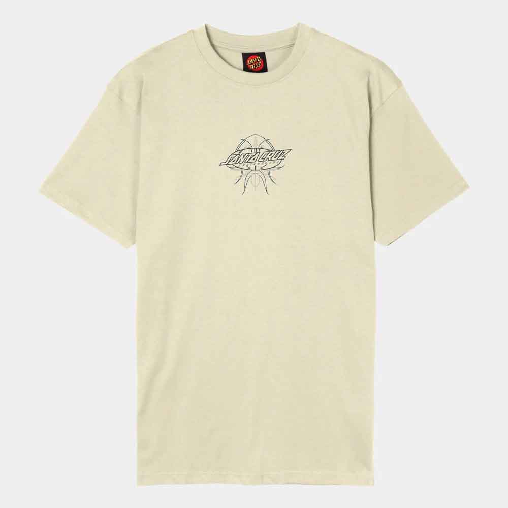 A cream-colored short-sleeve t-shirt with a black Los Angeles Lakers graphic on the chest, displayed flat against a light gray background.