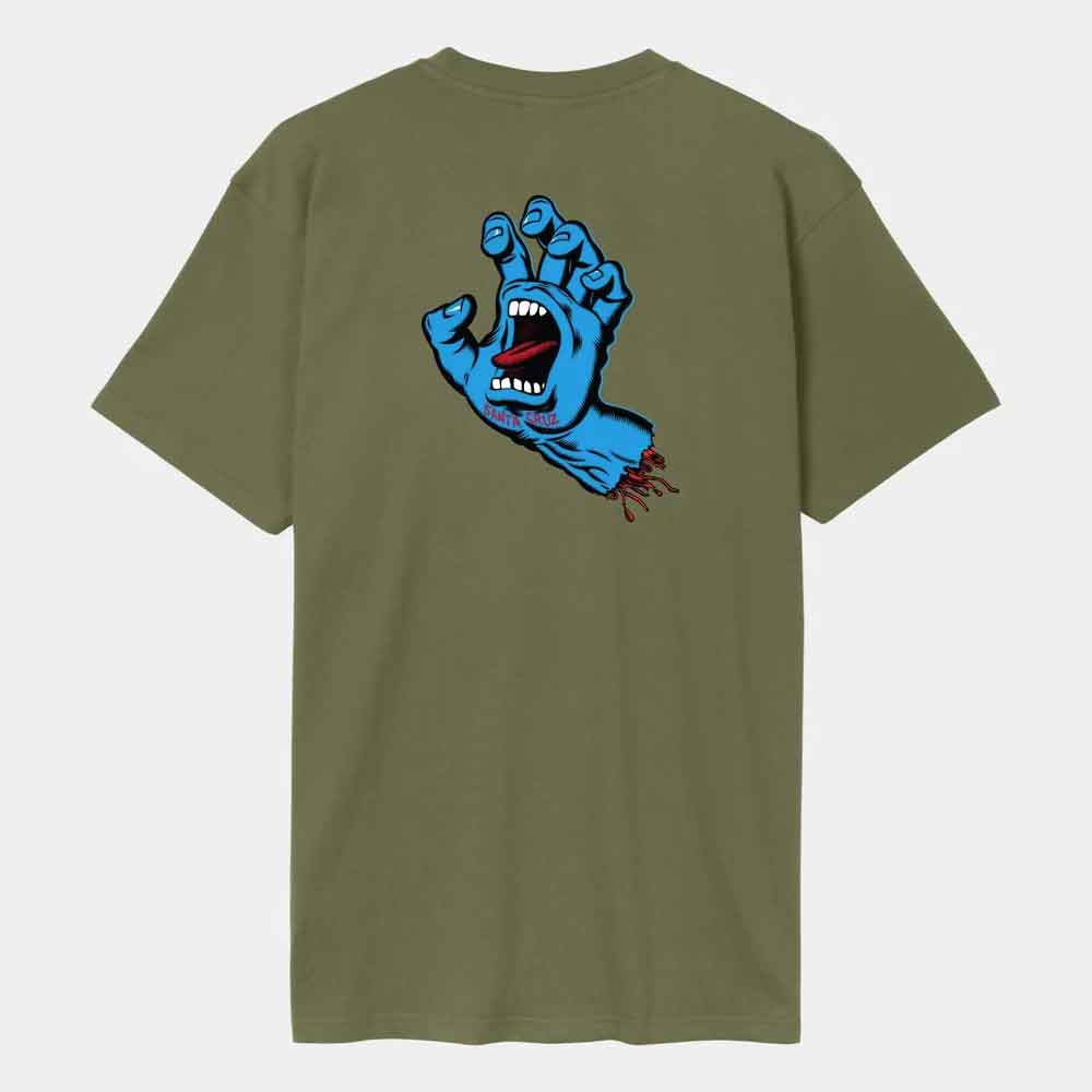 Santa Cruz Screaming Hand Chest T Shirt  Olive