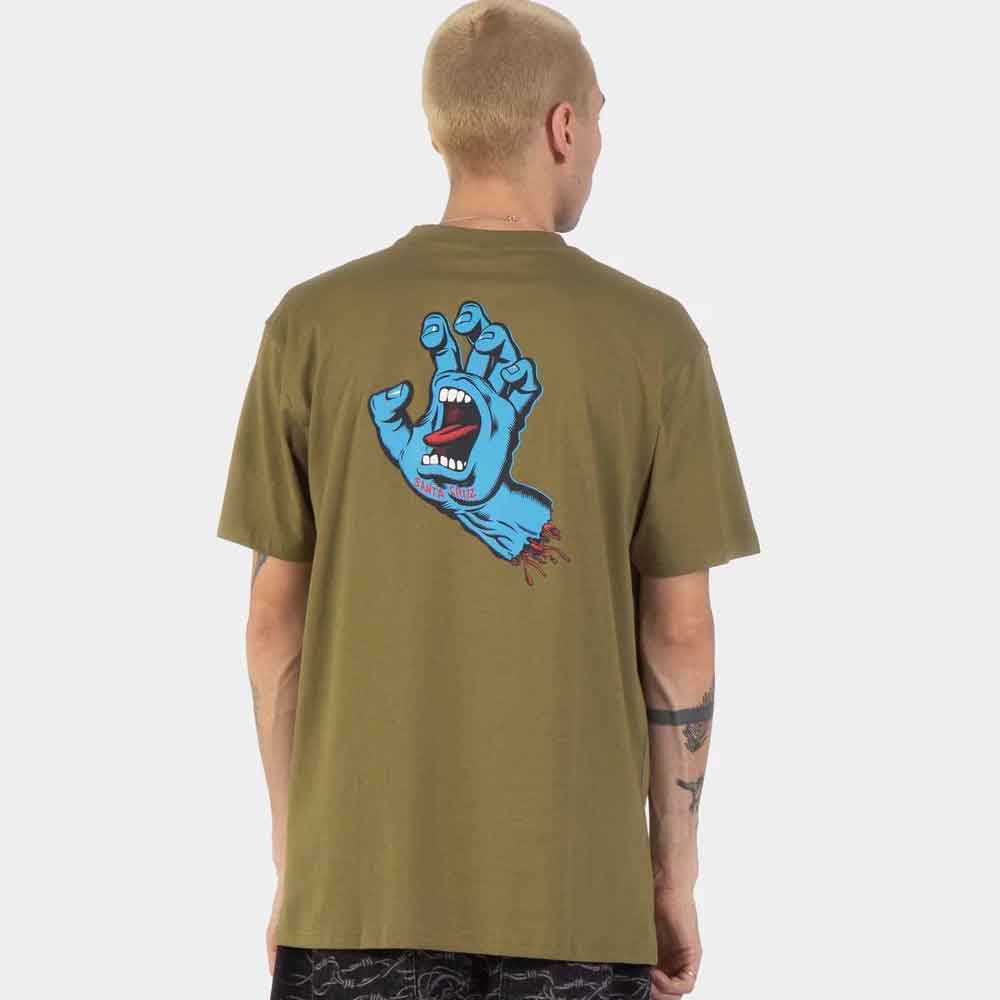 Santa Cruz Screaming Hand Chest T Shirt  Olive