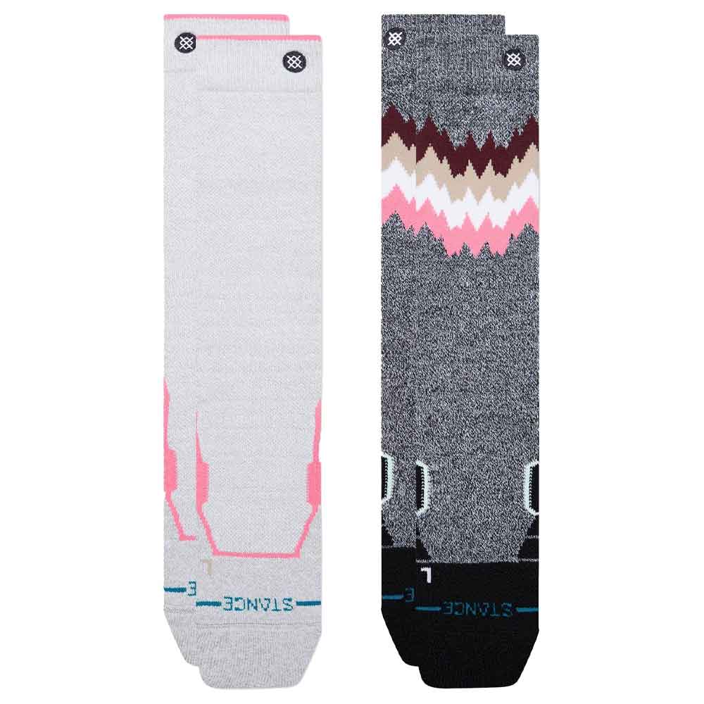 Stance Womens 2X Mid Poly Snow 2 Pack Socks Grey