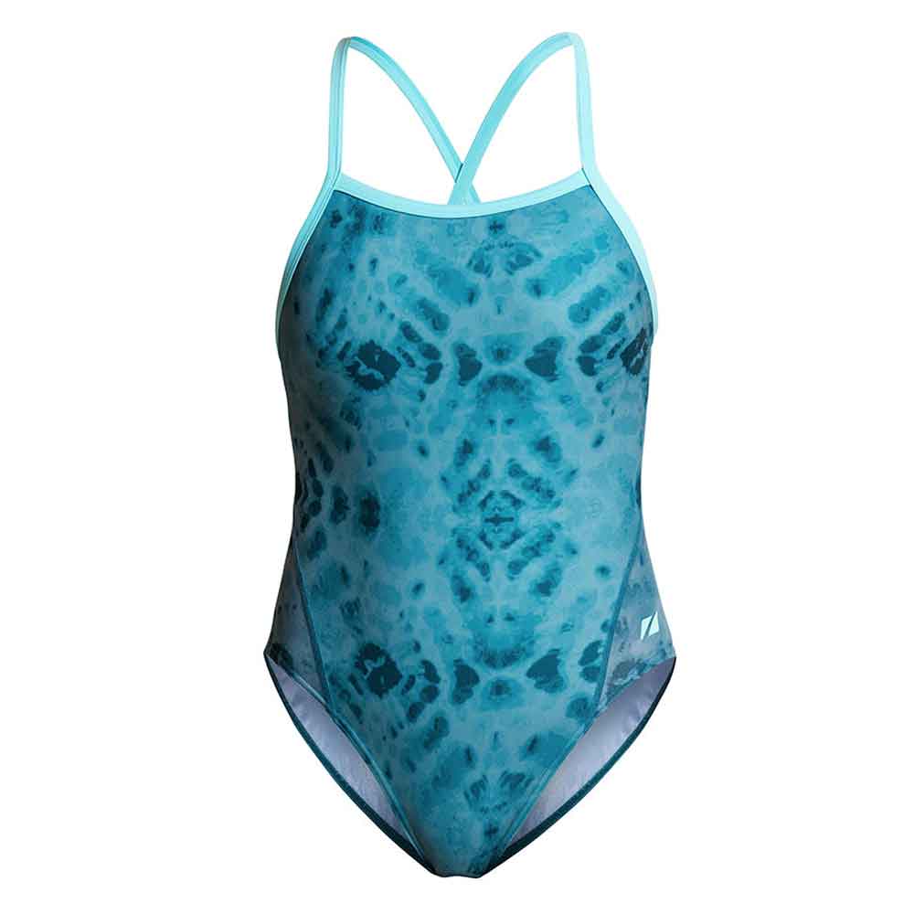 Zone3 Strap Back Swim Suit Teal Tye Dye