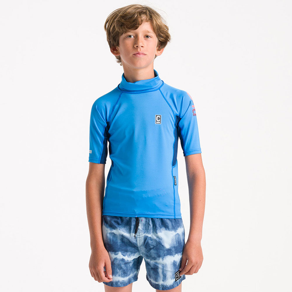 C-Skins Junior NuWave Rash X Vest - Cyan/Slate/Multi