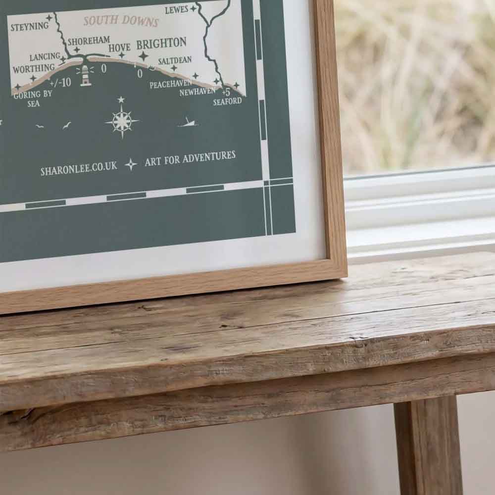 Beach of Brighton 2027 Tide Poster Grey Green