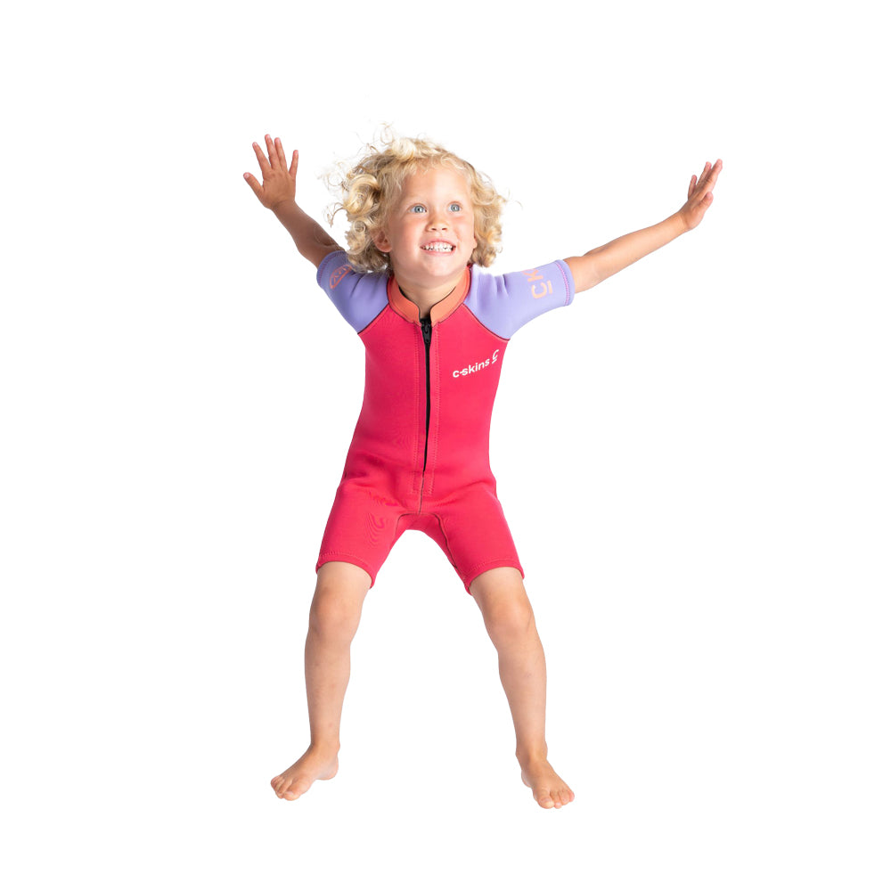 C-Skins C-Kid Baby Shortie Wetsuit  - Coral/Lilac/Bright Coral
