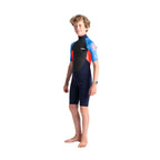 C-Skins Junior Element 3/2mm Shortie -Slate Navy/Flo Red/Blue Tie