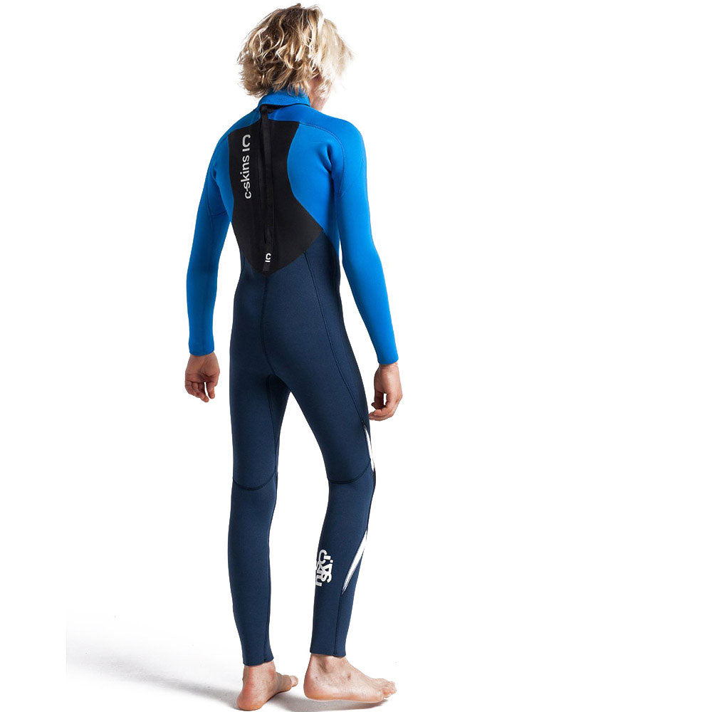 C-Skins Junior Legend 4/3mm Back Zip Wetsuit-Bluestone/Cyan/White
