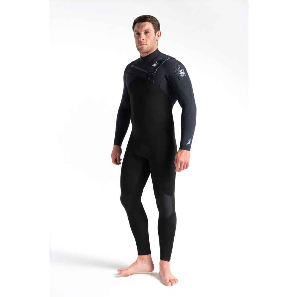 C Skins ReWired 5/4mm C/Z Winter Wetsuit-Black/Black X/Ultra Cyan
