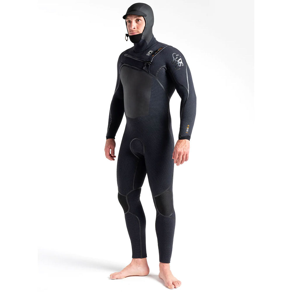 C-Skins Wired 5/4 LQS Hooded CZ Wetsuit -Black X/Black X/Saffron