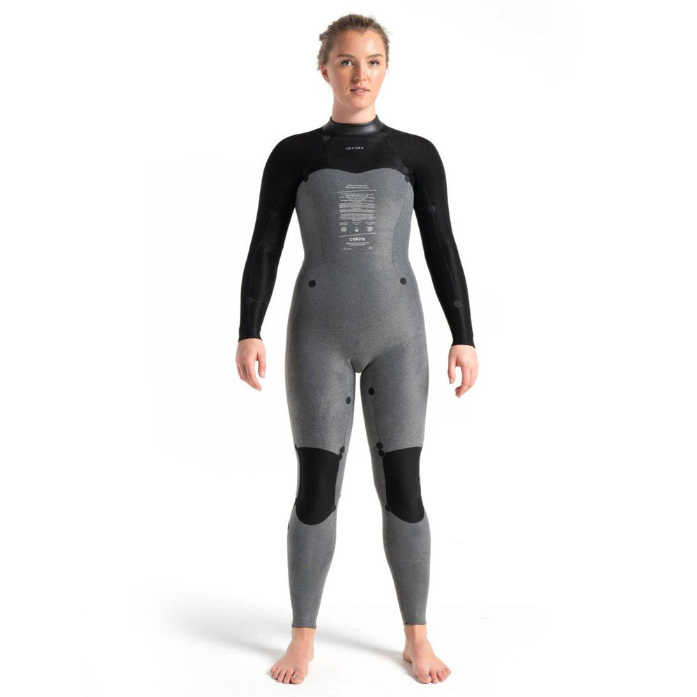 C-Skins Womens Solace 3/2mm BZ Wetsuit-Raven Black/Unity/GreenAsh