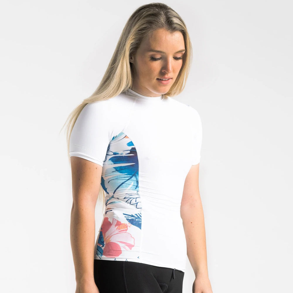 C-Skins Womens UV Skins Premium Rash Vest  - White/Tropical