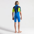 C-Skins Junior Element 3/2mm BZ Shortie Wetsuit-Cyan/Yellow/Navy