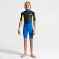 C-Skins Junior Element 3/2mm BZ Shortie Wetsuit-Cyan/Yellow/Navy