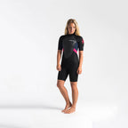 C-Skins Womens Element 3/2mm BZ Shortie Wetsuit-Black/Slate/Coral