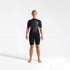 C-Skins Womens Element 3/2mm BZ Shortie Wetsuit-Black/Slate/Coral