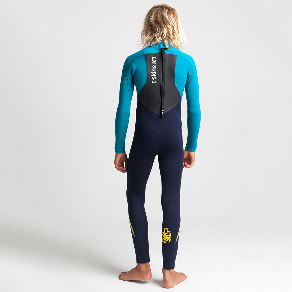 C Skins Junior Legend 5/4/3 Back Zip Full Wetsuit  - Slate/Ocean