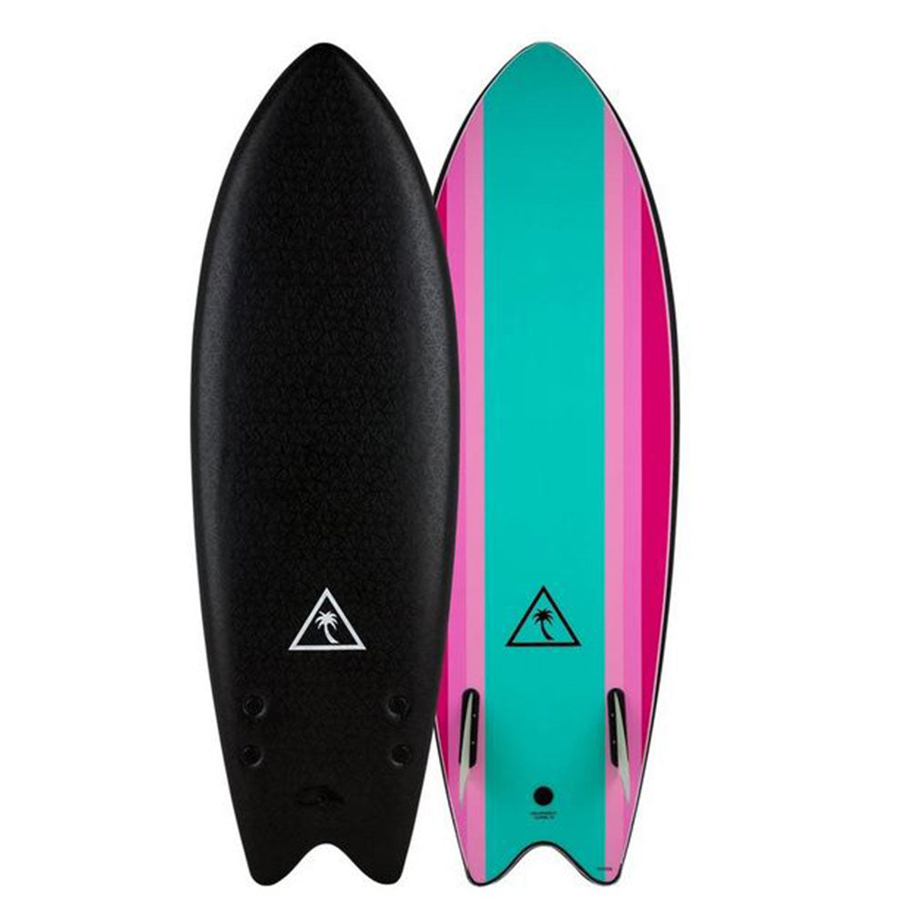 Catch Surf 5'6 Retro Twin Fin Fish Softboard - Black Turquoise