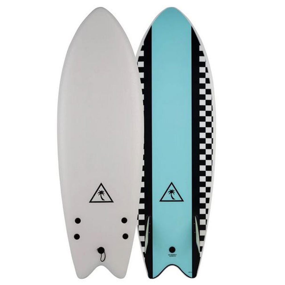 Catch Surf 5'6 Retro Twin Fin Fish Softboard - White Light Blue