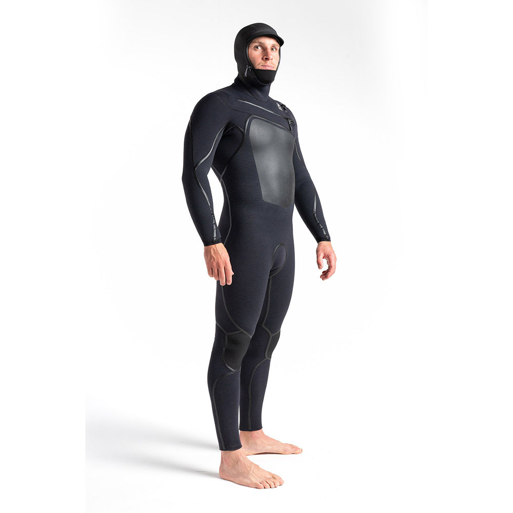 C Skins Wired 5/4mm LQS Hooded C/Z Wetsuit -Black X/Black X/Black - Size XL Only