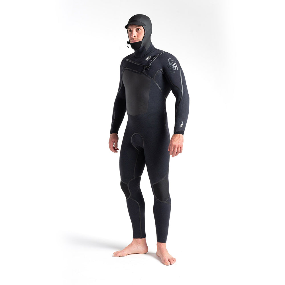 C Skins Wired 5/4mm LQS Hooded C/Z Wetsuit -Black X/Black X/Black - Size XL Only
