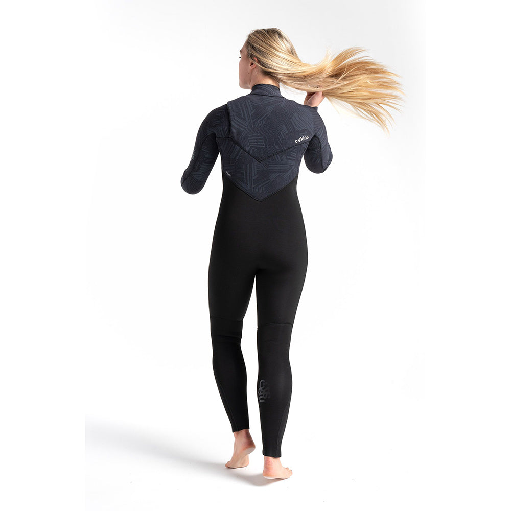 C Skins Womens ReWired 5/4mm C/Z Wetsuit-Raven Blk/Blk X/C-Green