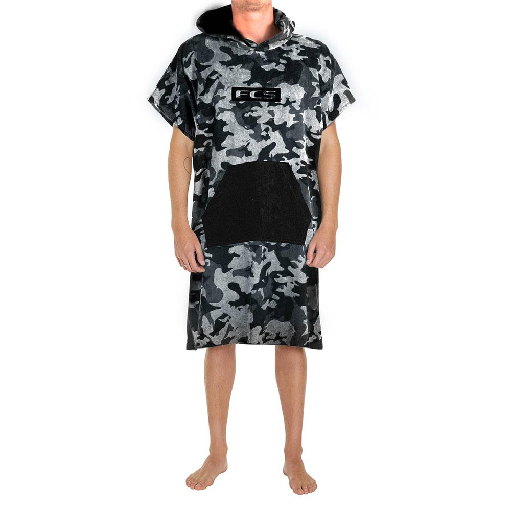 FCS Junior Poncho Changing Towel  - Grey Camo/Black