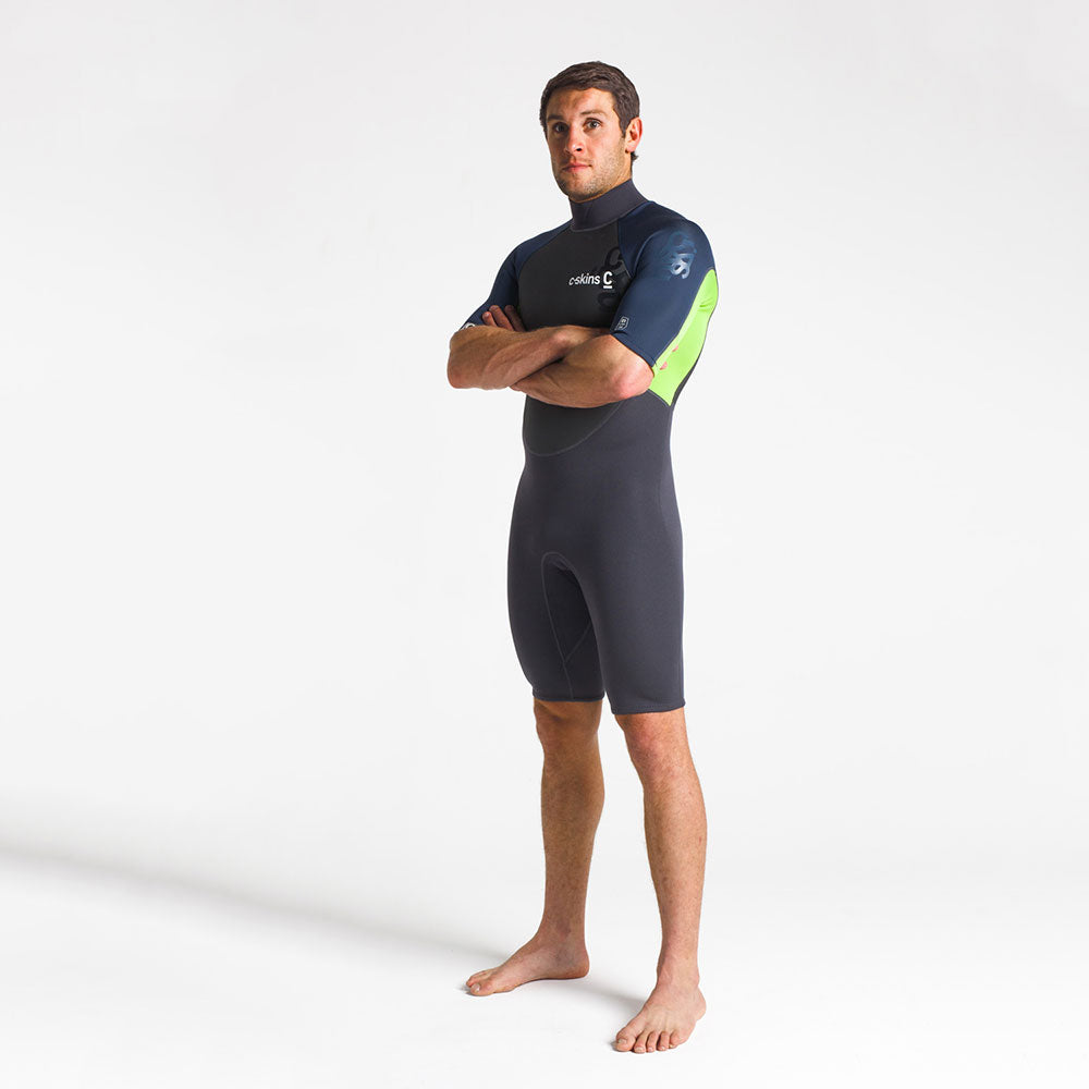 C Skins Element 3/2 Shortie Wetsuit  - Anthracite/Bluestone/Lime