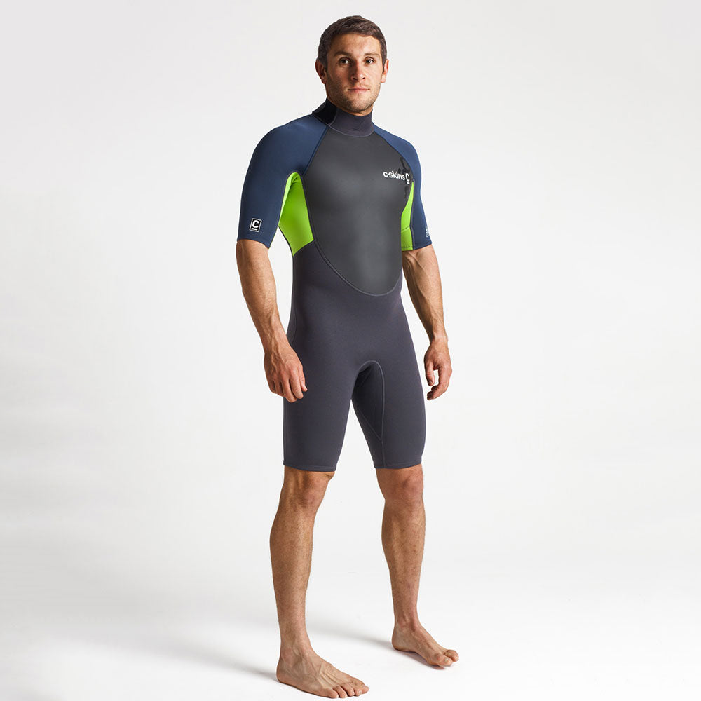 C Skins Element 3/2 Shortie Wetsuit  - Anthracite/Bluestone/Lime
