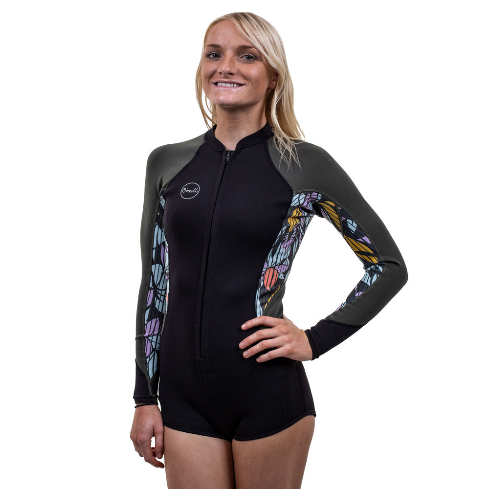 O'Neill Womens Bahia 2/1mm Front Zip Long Sleeve Shorty