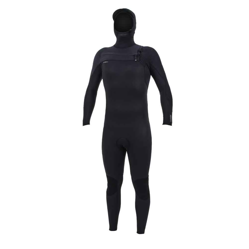 O'Neill Hyperfreak 4/3mm+ Chest Zip Hooded Wetsuit - Black
