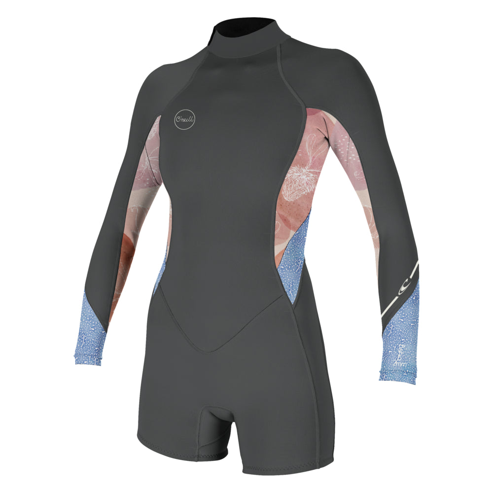 O'Neill Womens Bahia 2/1mm BZ LS Shortie  - Graphite/Desert Bloom