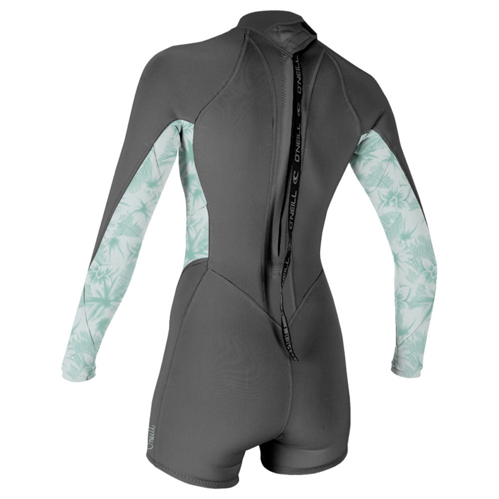 O'Neill Womens Bahia 2/1mm BZ L/S Shortie - Graphite/Mirage Trop