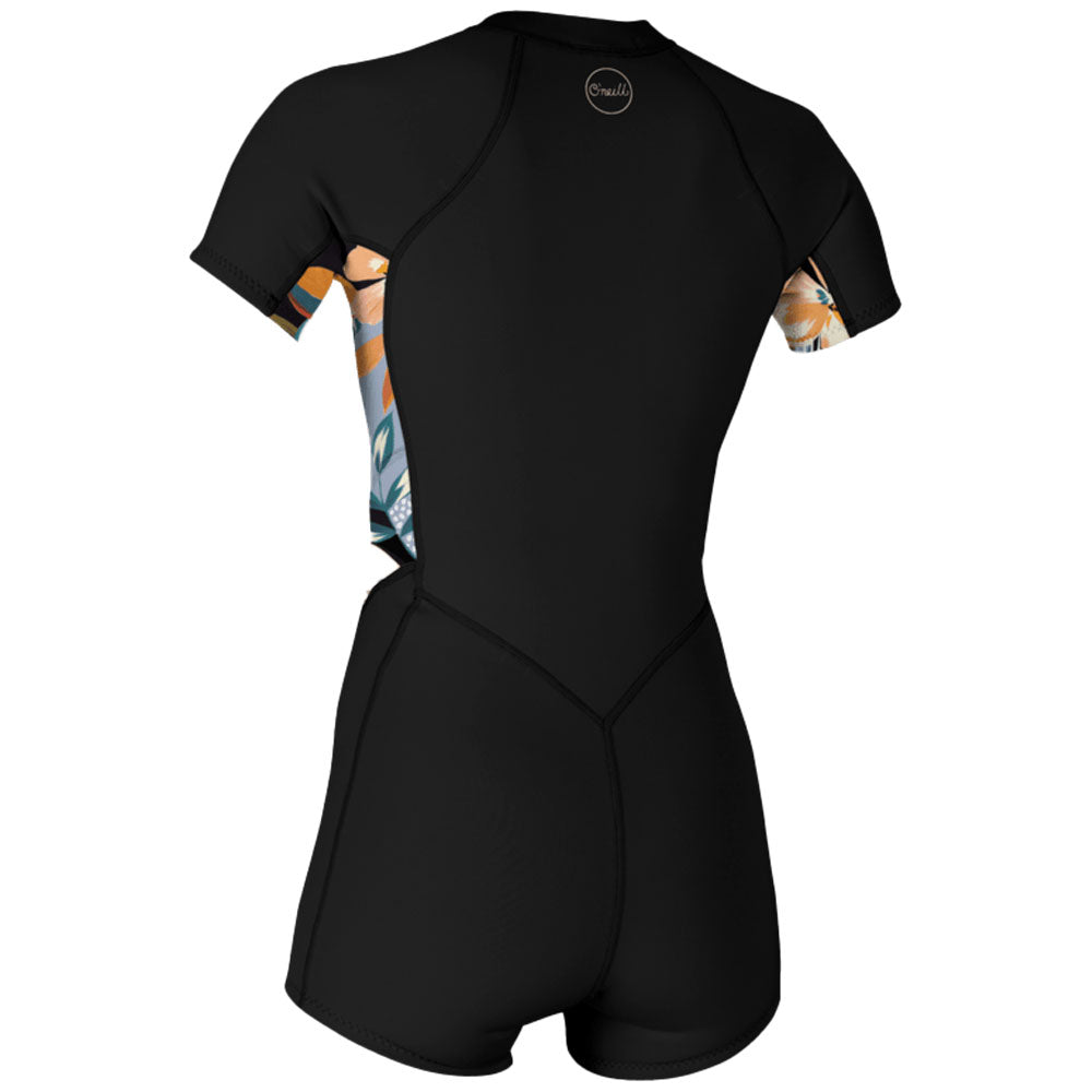 O'Neill Womens Bahia 2/1mm FZ Shortie - Black/Demifloral/Demiflor