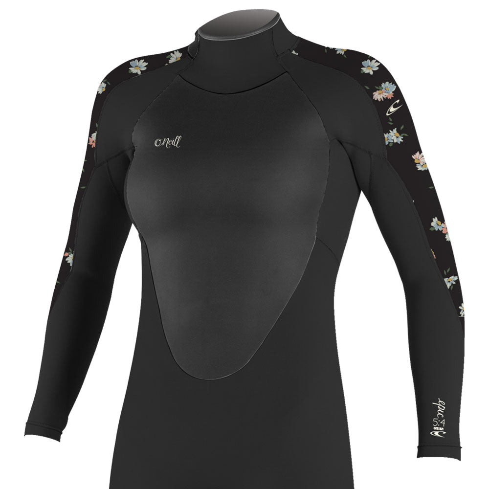 O'Neill Womens Epic 5/4mm BZip Wetsuit  - Black/Black/Cindy Daisy